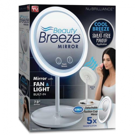 Miroir Nubrilliance ™ Beauty Breeze Avec Ventilateur Et Lumière LED Pour Make-up