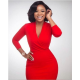ROBE SEXY ROUGE MANCHE LONGUE