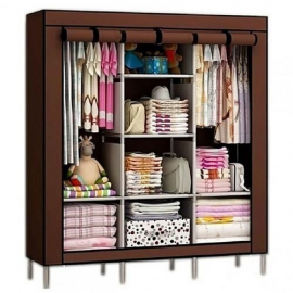 Wardrobe Armoire Mobile Démontable + Housse - 3 Battants