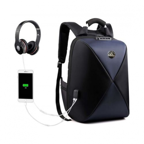 Biaowang Sac A Dos A Port Usb - Noir/Bleu