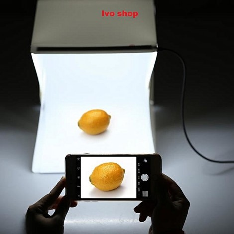 Studio Photo Portatif Pliable 20x20 Cm – Avec Fonds Et Lumière LED – Kit 5 Pièces